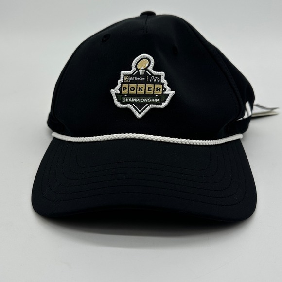 Adidas‎ Hat Mens OSFM Black Aria Poker Championship Logo Snap Back Golf Cap NEW